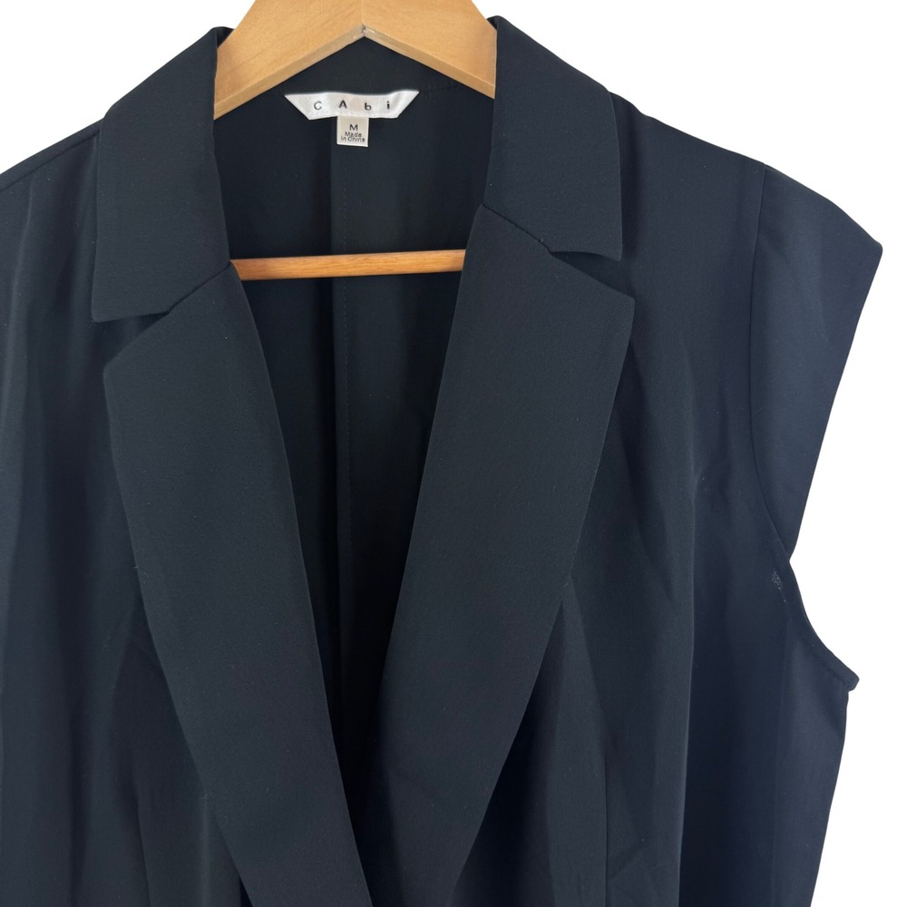 Cabi Origami Crossover Faux Wrap Tunic Women Medium Black Sleeveless Notched 757